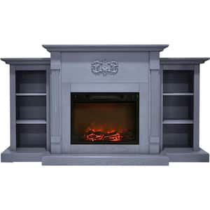 Sanoma 72 in. Electric Fireplace with Charred Log Insert in Blue