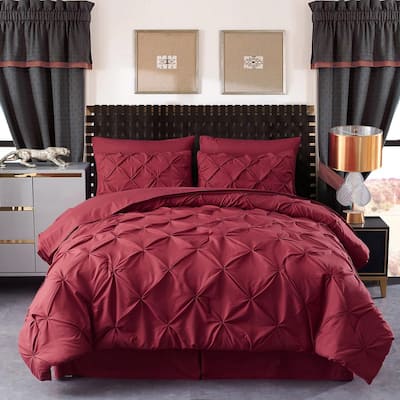JML 3-Piece Burgundy Microfiber Queen Tufted Dot Comforter Set JHCS03-BGD-Q  - The Home Depot