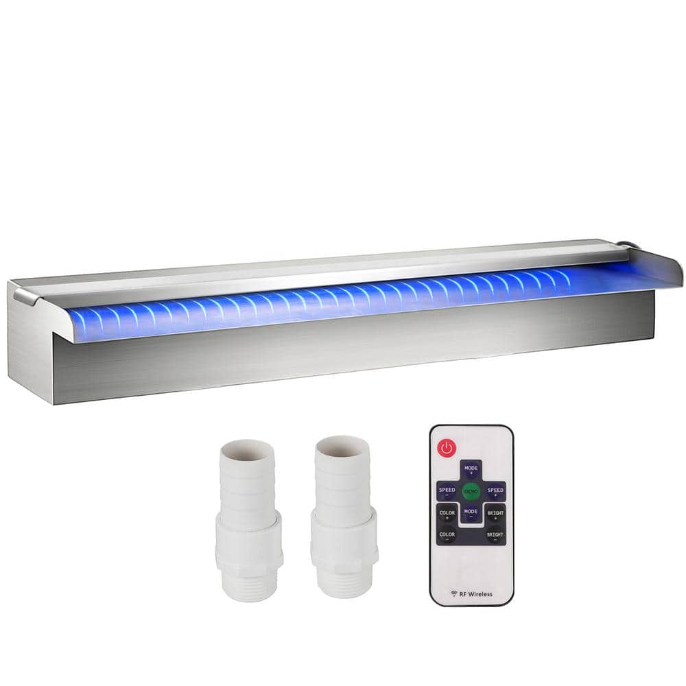 Stainless Steel Pool Waterfall with LED Strip Light