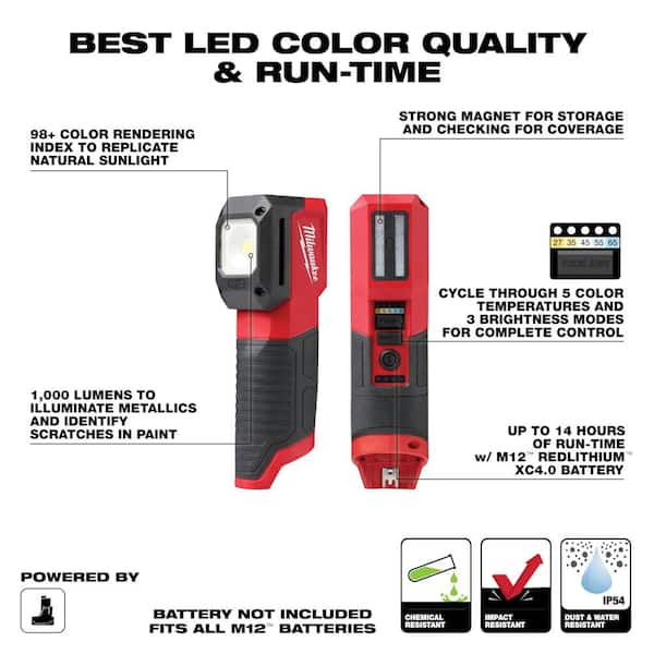 Milwaukee M12 12 Volt Lithium Ion Cordless LED Paint and Detailing