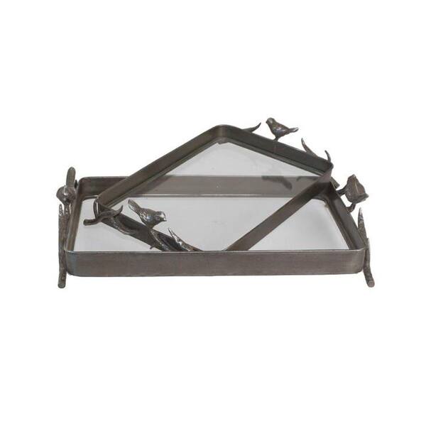 Home Decorators Collection 20.5 in. W Metal Rust Bird Tray Set- (Set of 2)
