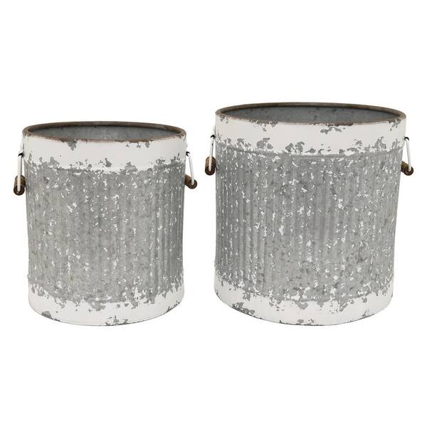 THREE HANDS 14 in. Metal Storage Containers (Set of 2)