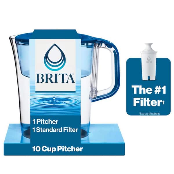 Brita Tahoe 10-Cup Large Water Filter Pitcher in Blue with 1 Standard Filter