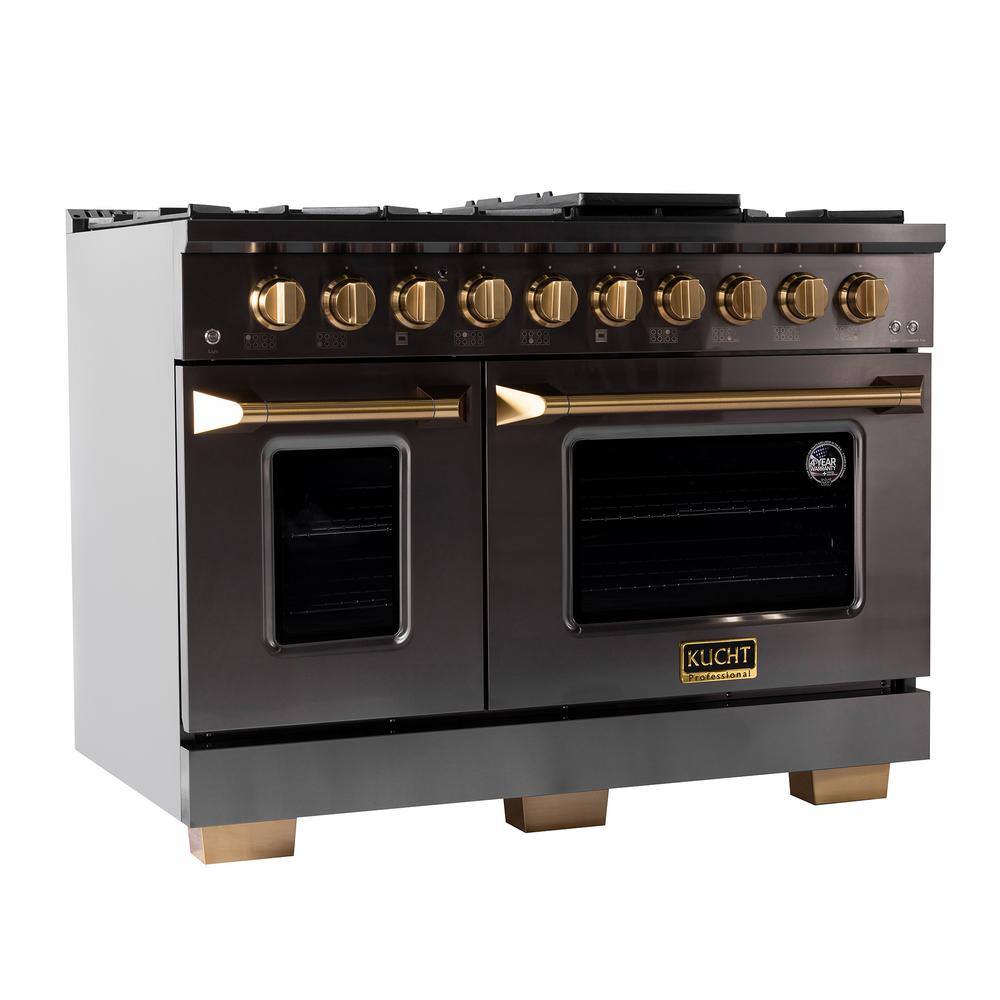 Gemstone 48-in Titanium Stainless Steel Gas Range with Gold Accents