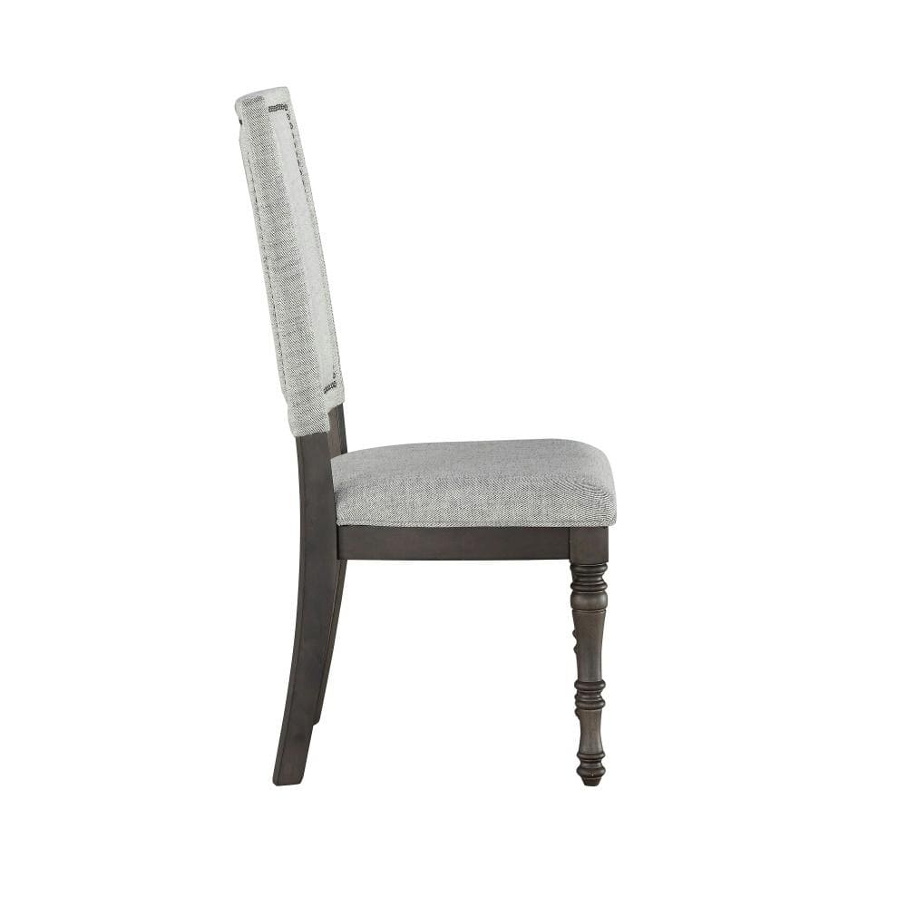 Gray High Back Linen Upholstered Wood Side Chair