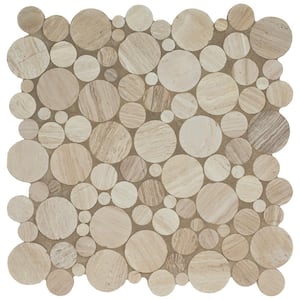 Serenity Stone River Rock 12.38 in. x 12.5 in. Textured Marble Floor and Wall Tile (10 sq. ft./Case)