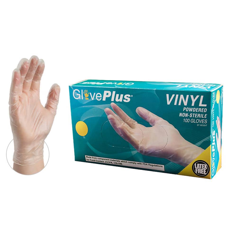 GlovePlus Vinyl Latex-Free Industrial Gloves, Medium, Clear, 1000/Case