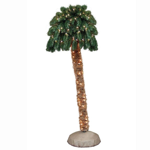 General Foam 6 ft. Pre-Lit Palm Artificial Christmas Tree with Clear Lights