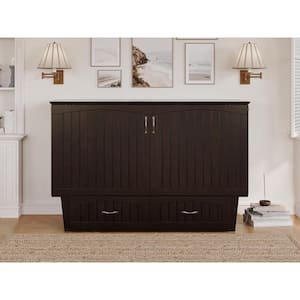 Nantucket Murphy Bed Espresso Queen Chest with Charging Station and Coolsoft Mattress