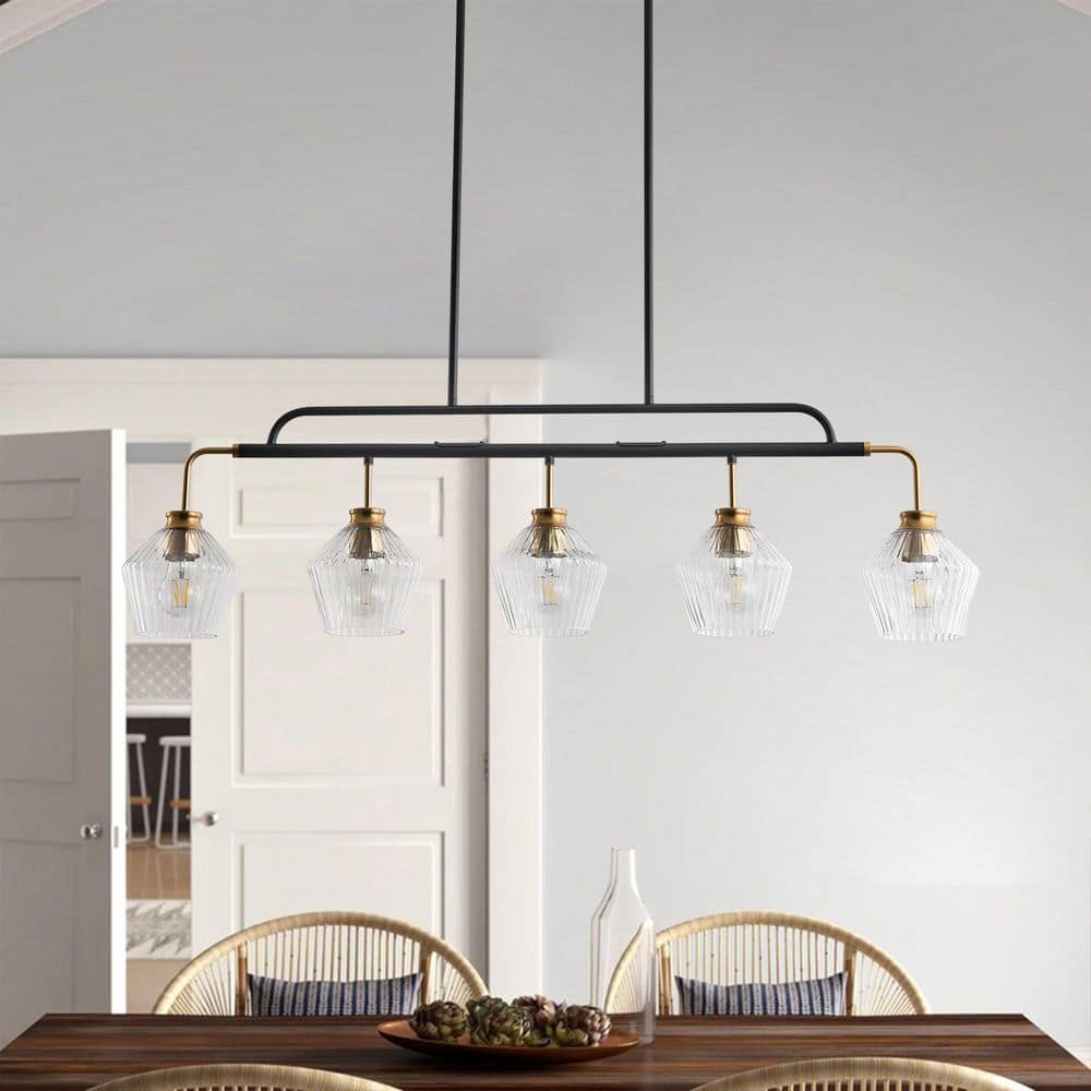 Modern 43.31 in. 5-Light Linear Chandelier Kitchen Island Ceiling Hanging L