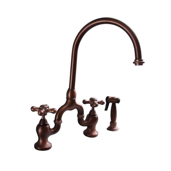 Barclay Products Banner 2-Handle Bridge Kitchen Faucet with Cross Handles in Oil Rubbed Bronze