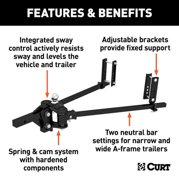 CURT TruTrack Trunnion Bar Weight Distribution System (10K - 15K lbs., 35-9/16