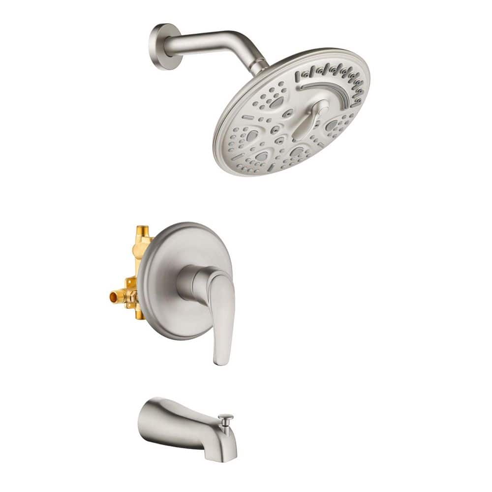 Rain Single Handle 6-Spray Shower Faucet Handheld Combo with Valve 1.8 GPM Adjustable shower Head in Nickel price history on PriceWatchPro