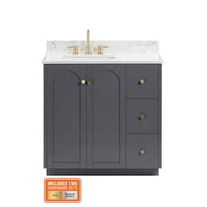 Anabelle 36 in. Single Sink Charcoal Grey Bath Vanity with Engineered Carrara Marble Top (Assembled)