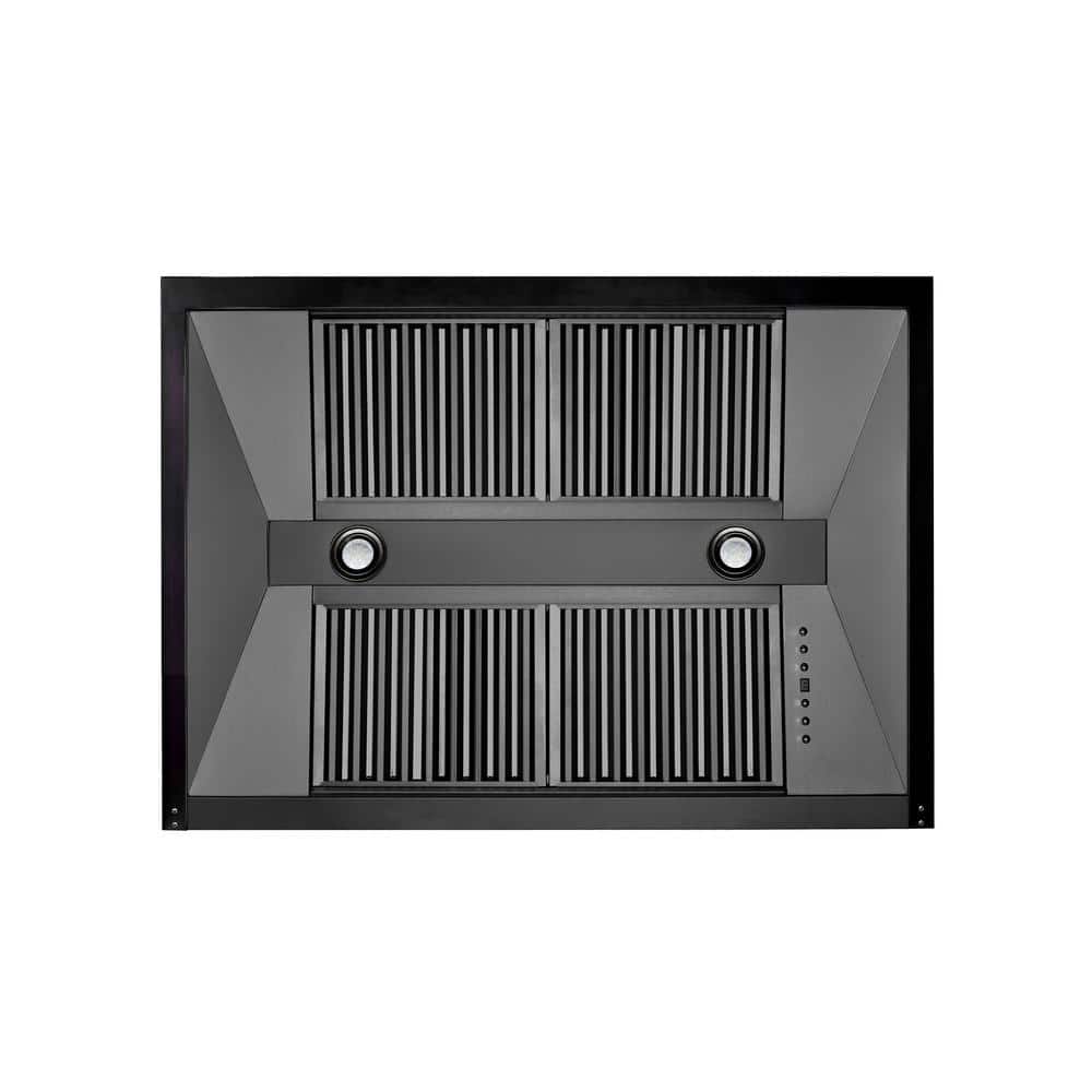 30" Black Stainless Steel Convertible Wall Mount Range Hood