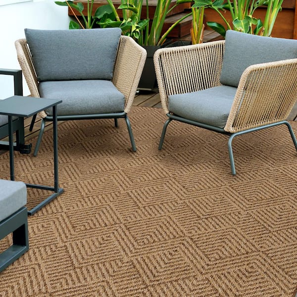 Brown Zig Zag 5 ft. x 7 ft. Indoor/Outdoor Area Rug
