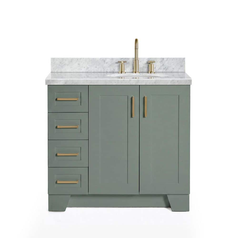 Taylor 36 in. Single Sink Freestanding Bathroom Vanity in Vintage Sage Green with Carrara White Marble Top price history on PriceWatchPro