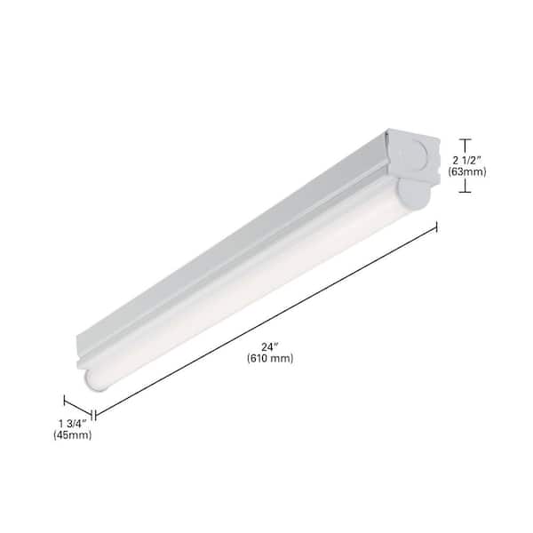 2 ft. 16-Watt Equivalent, Integrated LED, White Finish, Strip Light Fixture, 4000K, 1200 Lumens