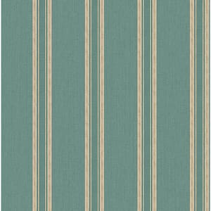 Ornamenta 2-Blue/Beige Regency Stripe Non-Pasted Vinyl on Paper Material Wallpaper Roll (Covers 57.75 sq.ft.)
