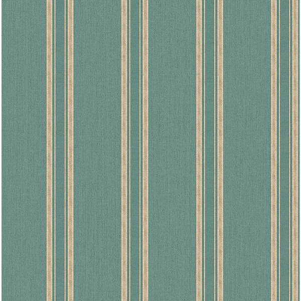 Unbranded Ornamenta 2-Blue/Beige Regency Stripe Non-Pasted Vinyl on Paper Material Wallpaper Roll (Covers 57.75 sq.ft.)