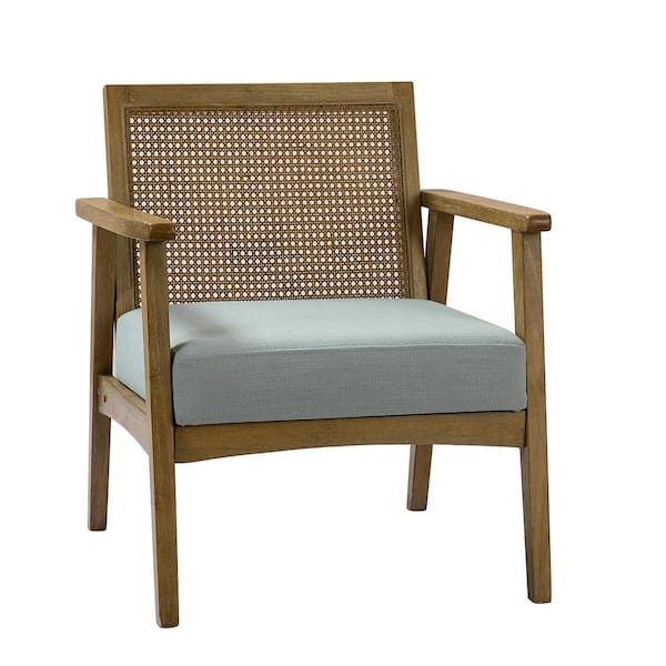 JAYDEN CREATION Anemone Blue Armchair with Rattan
