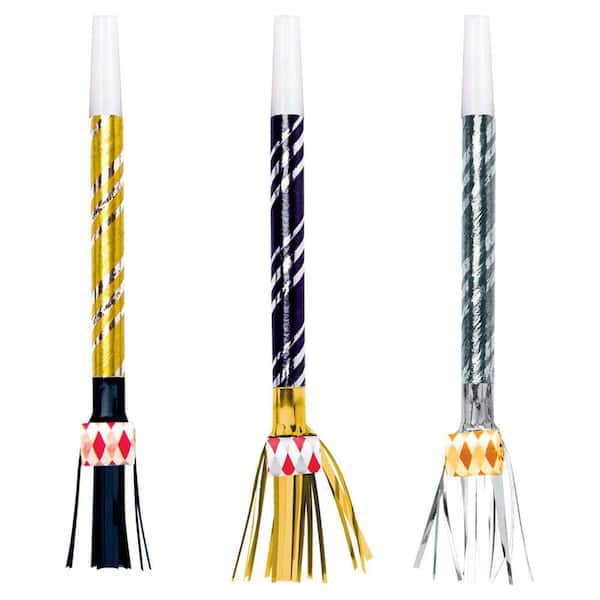 Amscan New Year's 17 in. Black, Silver and Gold Deluxe Blowouts (24-Count, 2-Pack)