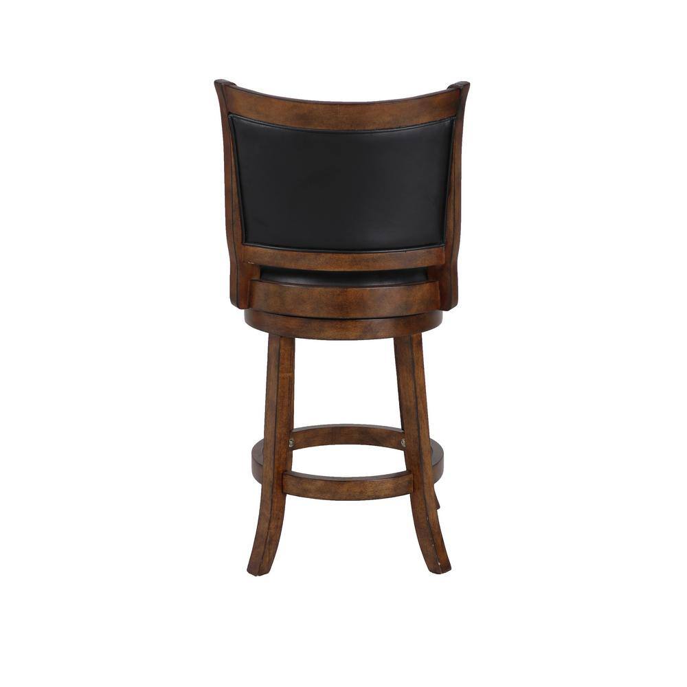 Bristol 24" Brown Wood and Leather Swivel Counter Stool
