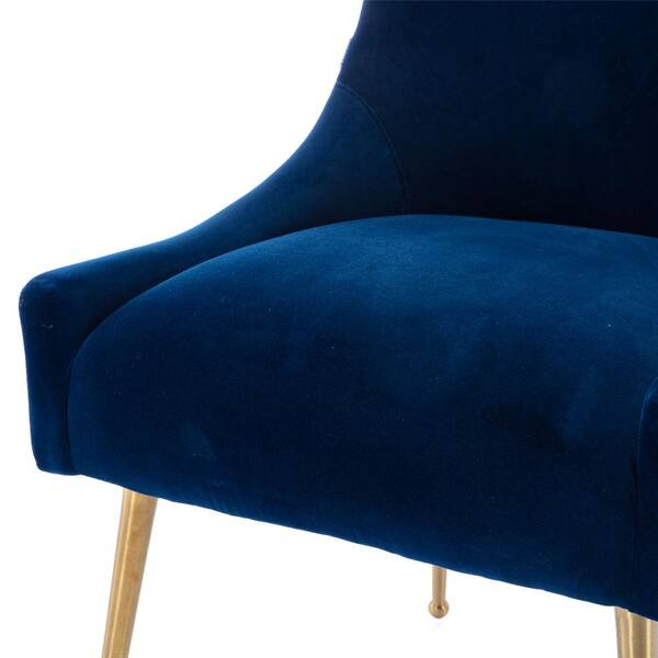 Boyel Living Navy Blue Velvet Dinning Chair with Pulling Handle