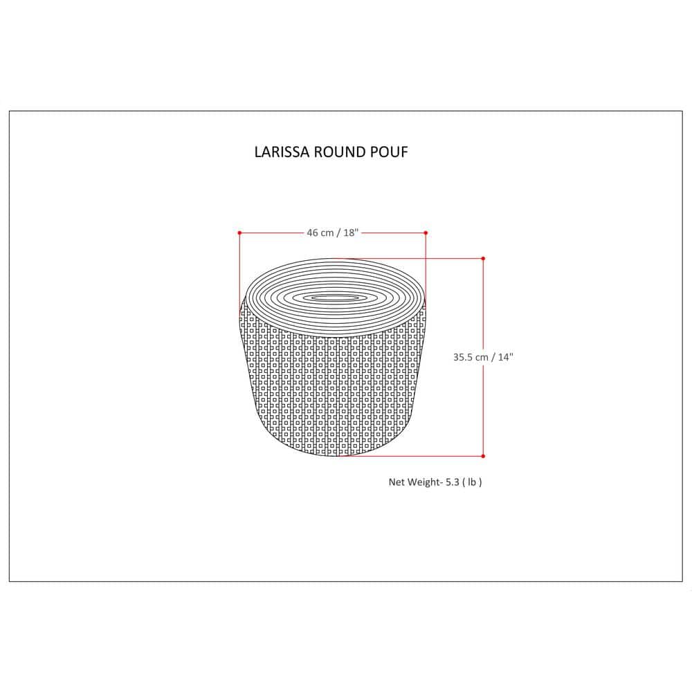 Larissa Round Natural and Maroon Jute Pouf