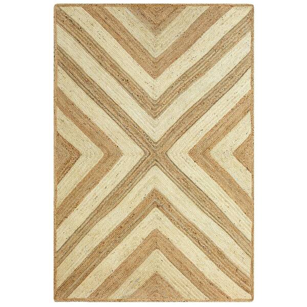 Abani Jute White 7.9 ft. x 10.2 ft. Geometric Jute Area Rug