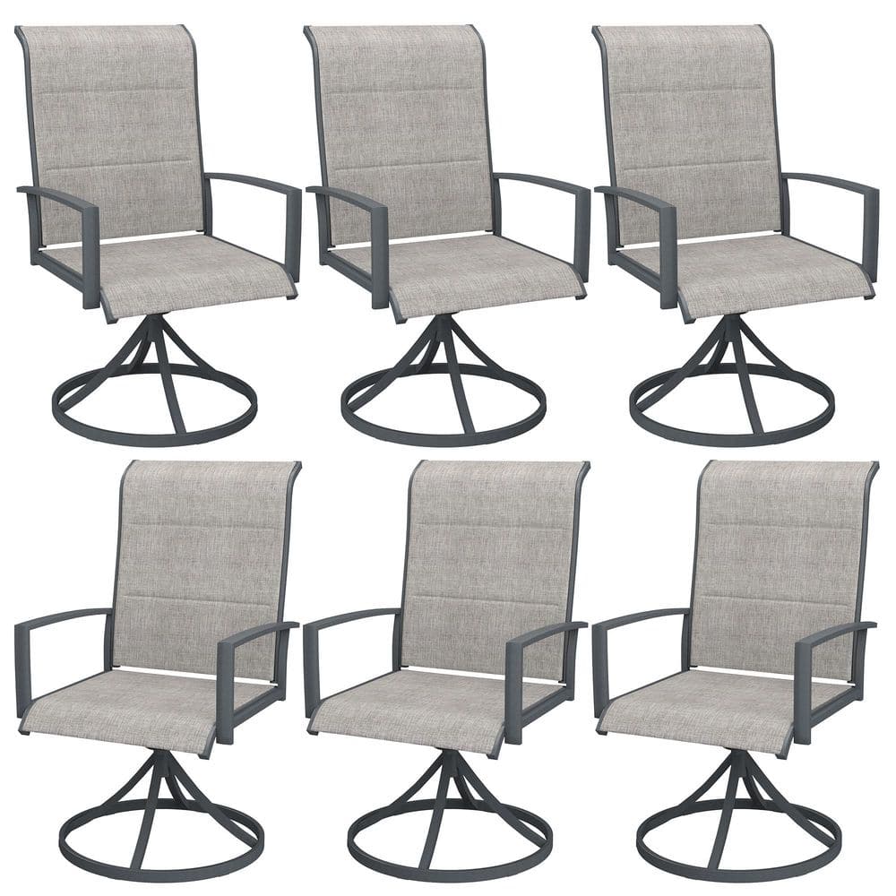6-Piece Outdoor Patio Swivel Dining Chairs with 360° Rotation and Metal Frame in Grey price history on PriceWatchPro