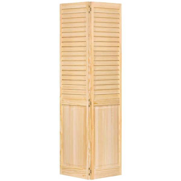 Kimberly Bay 24 in. x 80 in. 24 in. Plantation Louvered Solid Core Unfinished-Panel Wood Interior Closet Bi-Fold Door