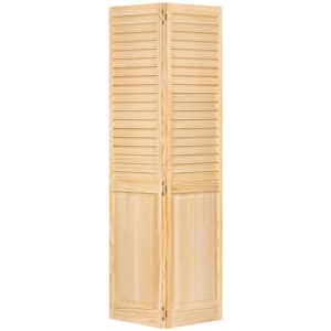 36 in. x 80 in. 36 in. Plantation Louvered Solid Core Unfinished-Panel Wood Interior Closet Bi-Fold Door