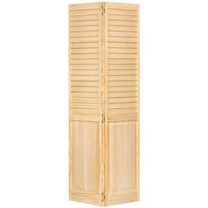 24 in. x 80 in. Plantation Louver Panel Solid Core Unfinished Wood Interior Closet Bi-Fold Door