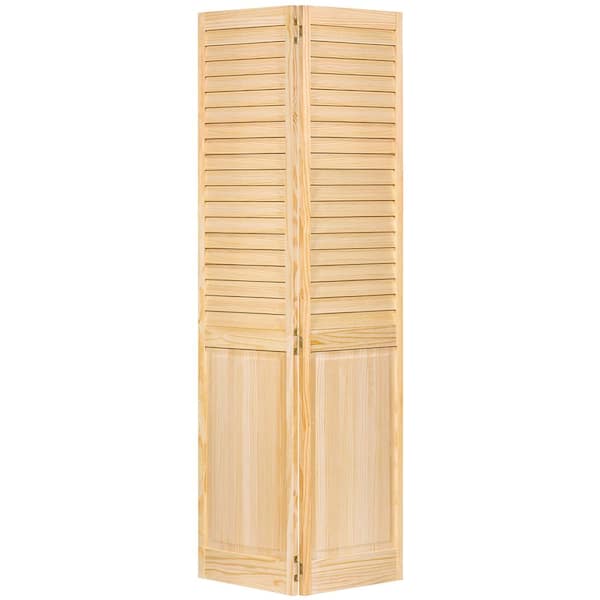 30 in. x 80 in. Plantation Louver Panel Solid Core Unfinished Wood Interior Closet Bi-Fold Door