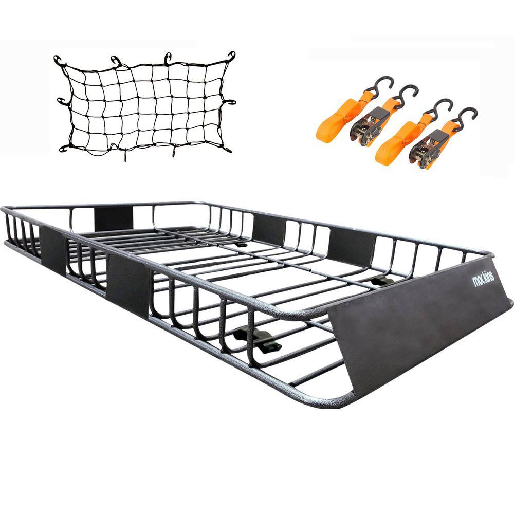 Mockins 250 lbs. Capacity Roof Rack Rooftop Cargo Carrier with Bungee