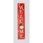 40 in. Wood Snowman Welcome Porch Sign