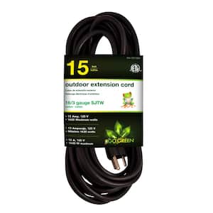 15 ft. 16/3 SJTW Outdoor Extension Cord, Black