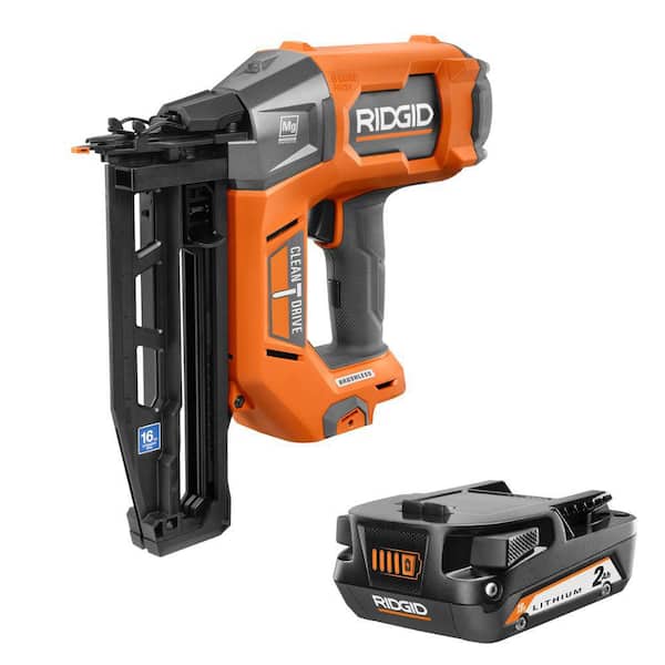 18V Brushless Cordless 16-Gauge 2-1/2 in. Straight Finish Nailer with 2.0 Ah Lithium-Ion Battery