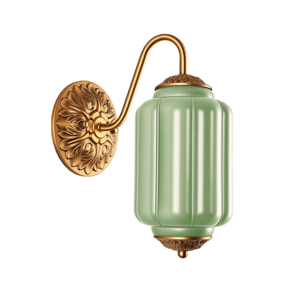 Modern1-Light Wall Sconce, 6 in Curved Arm Copper  E12 Base Metal and Glass Indoor Wall Light with Plum Glass Shade price history on PriceWatchPro