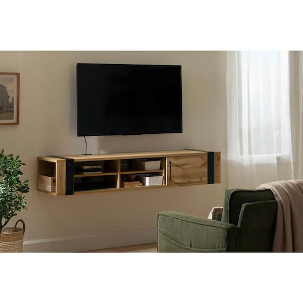 Munich Wall Mounted Media Console, Nordik Oak