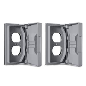 1-Gang Horizontal Duplex Weatherproof Wall Plate Cover, Outdoor Electrical Outlet Cover, UL Listed (2 pack, Gray)