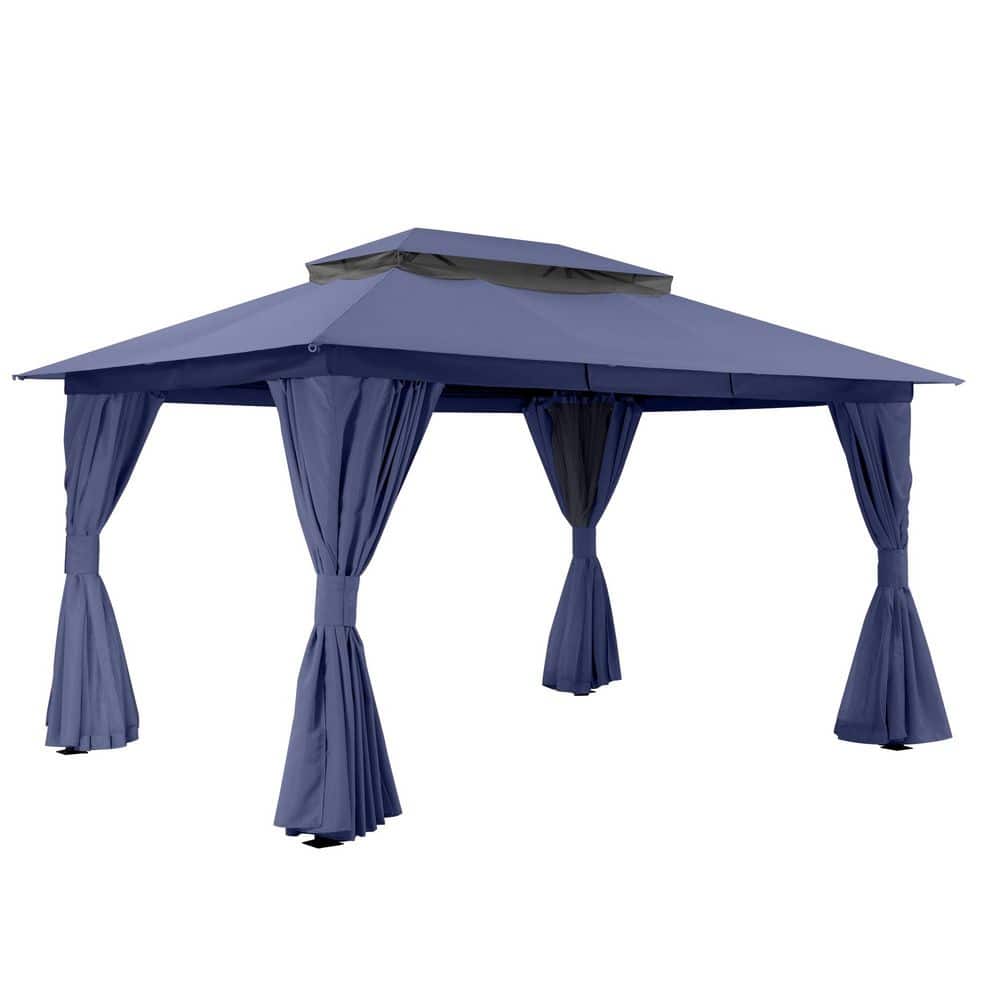 10 ft. x 13 ft. Blue Outdoor Patio Gazebo with Double Roof, Nettings and Privacy Screens price history on PriceWatchPro