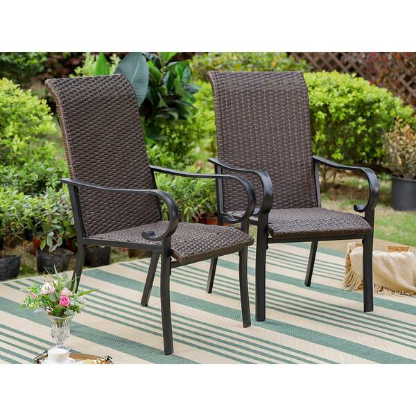 PHI VILLA 5-Piece Metal Patio Outdoor Dining Set with Slat Square