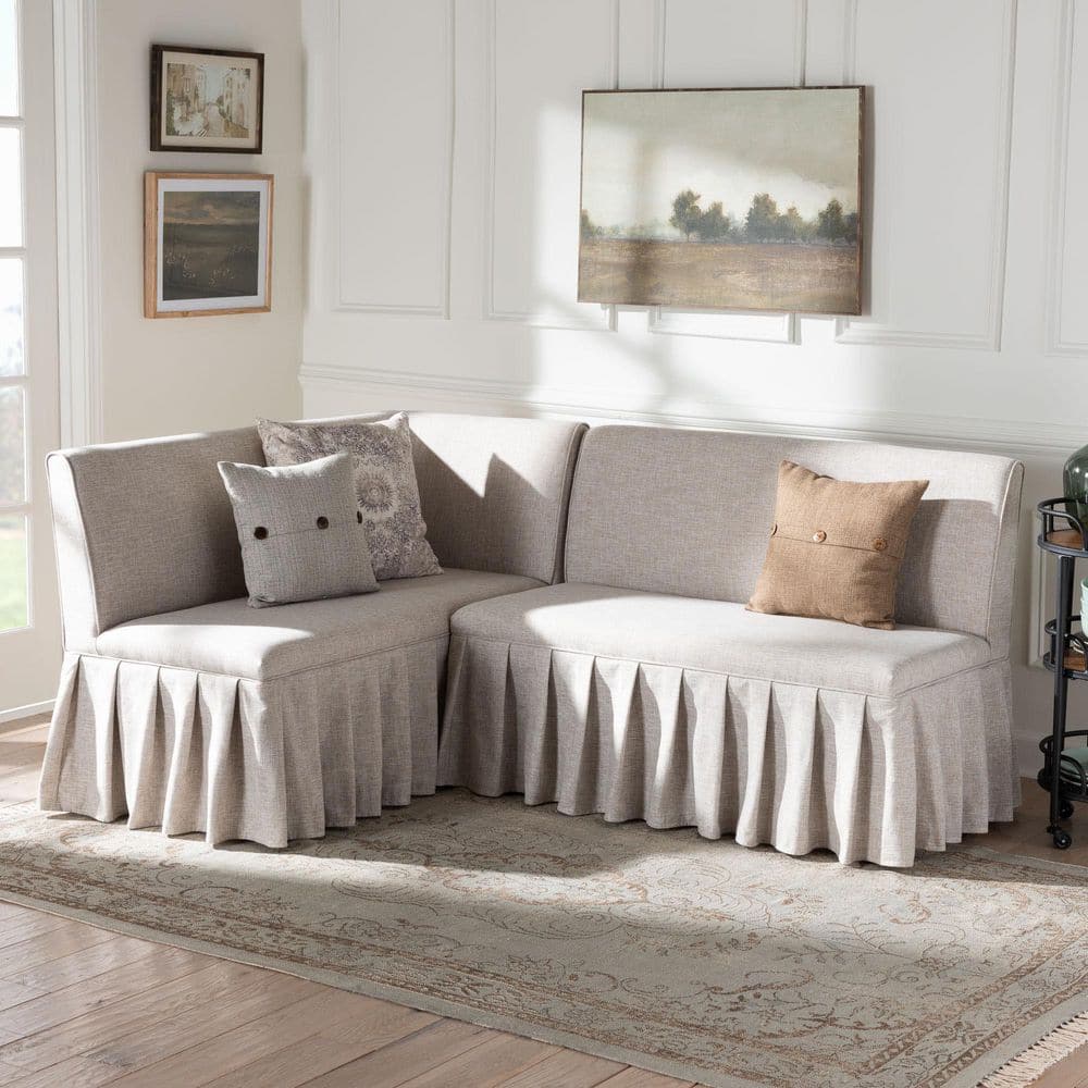 Bryna Beige Fabric Upholstered 2-Piece Dining Nook Banquette Set price history on PriceWatchPro