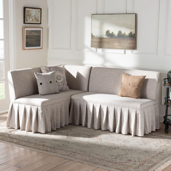 Bryna Beige Fabric Upholstered 2-Piece Dining Nook Banquette Set