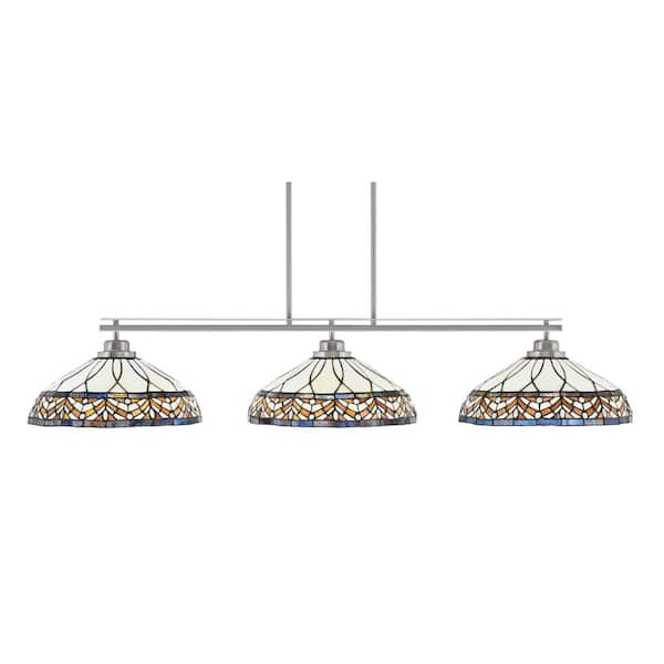 Unbranded Monroe 3-Light Billiard Light, Round Fitter, Brushed Nickel Finish, 16 in. Royal Merlot Art Glass