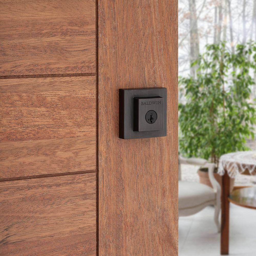 Venetian Bronze Square Single Cylinder Deadbolt with SmartKey Security