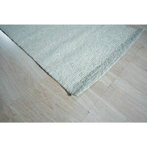Ivory Hand-Knotted Wool Contemporary Modern Wool Flat Rug 4 ft. x 6 ft. Area Rug