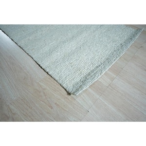 Ivory Hand-Knotted Wool Contemporary Modern Wool Flat Rug 5 ft. x 8 ft. Area Rug